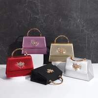 metallic handle luxury womens bag european and american fashion banquet bag diamond cross cross bag