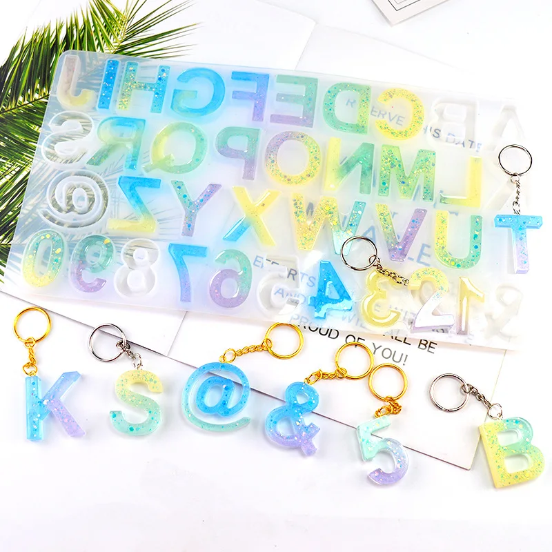 

DIY Crystal Silicone Mold 26 English Alphanumeric Personality Keychain Pendant Making Mold Set