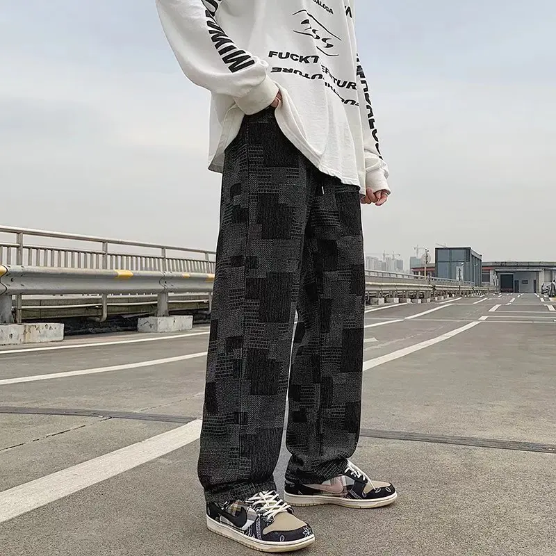 

Брюки Y2k женские в клетку, повседневные штаны, свободные универсальные прямые брюки с широкими штанинами, уличная одежда в стиле панк, осень
