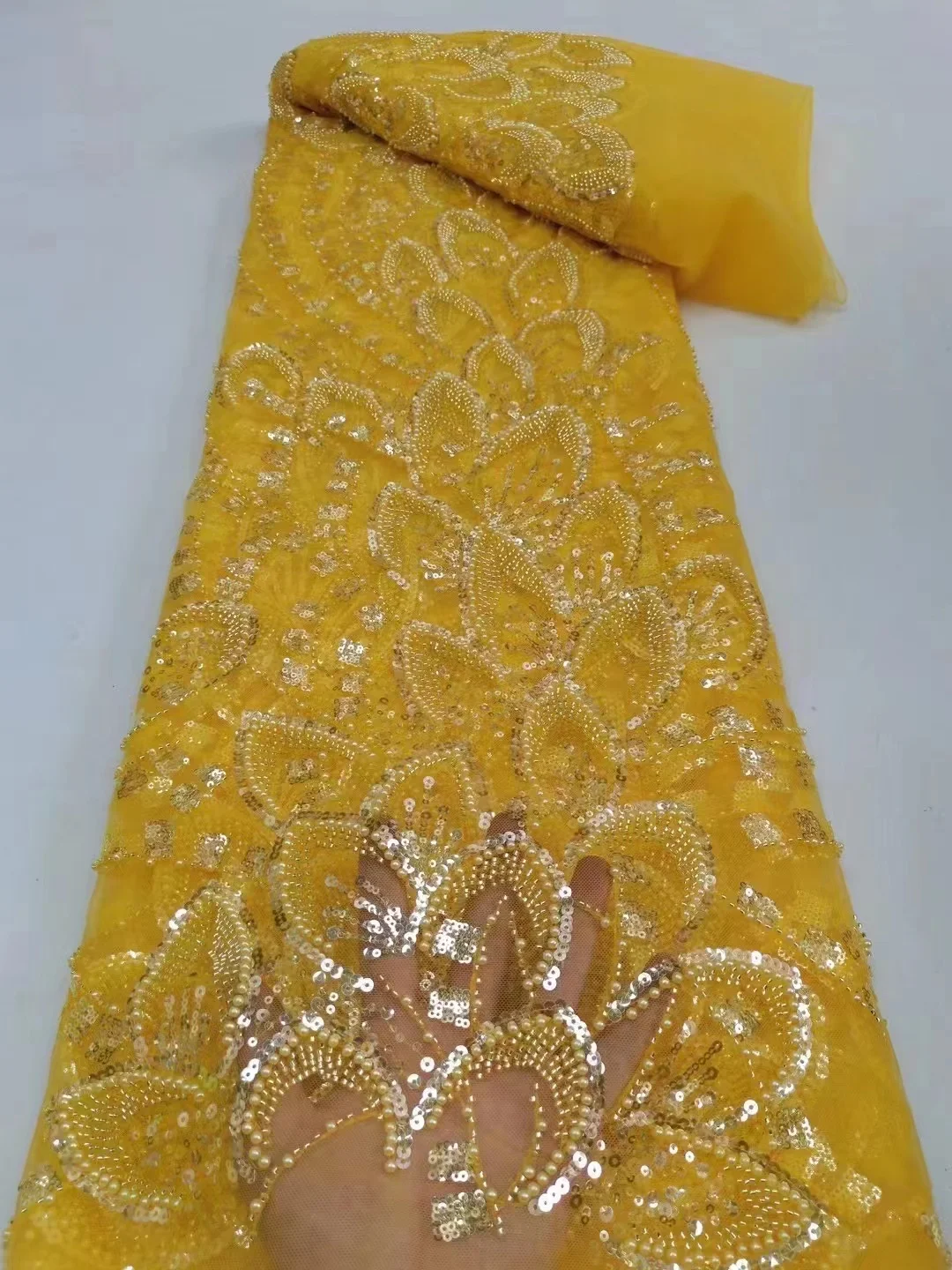 

Nigerian Sequins Lace Fabric 2023 High Quality African Lace French Tulle Sequin Embroidery Lace Fabrics For Party Dress PL401-7