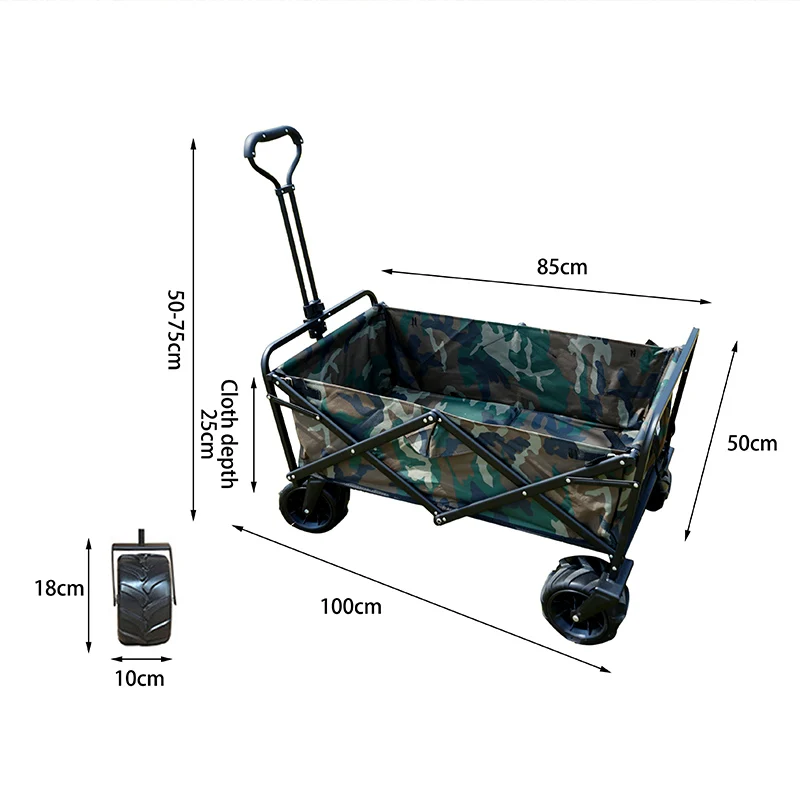 

Outdoor Collapsible Utility Camping Garden Metal Folding Beach Wagon Cart