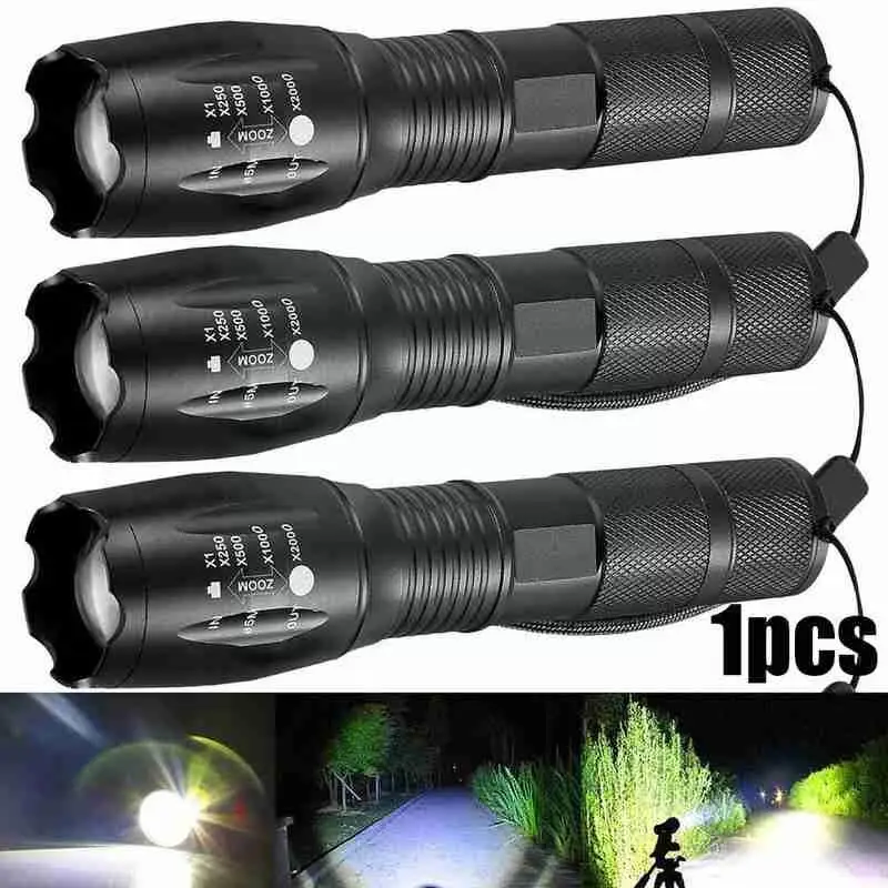 

100 высокомощный светодиодный фонарик, перезаряжаемый фонарик для езды на велосипеде, уличный фонарик с зумом Q0E6