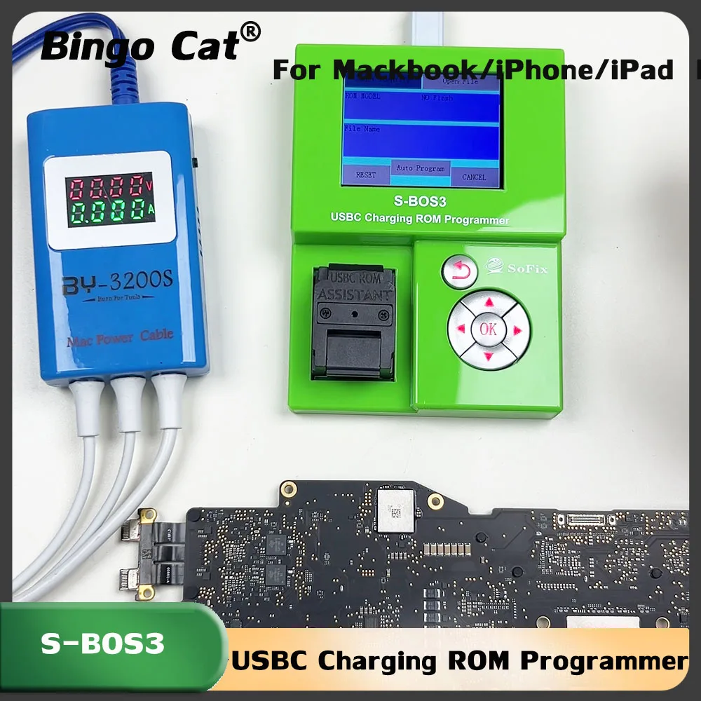 Фото Программатор Sofix S-BOS3 BY-3200S с зарядкой через USB-C для MacBook, iPad, iPhone 2016-2013, CD3215, CD3217, инструмент для восстановления и записи данных ROM.