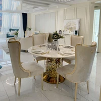 customized american light luxury dining tables and chairs set post modern french metal round table with six chairs marble
