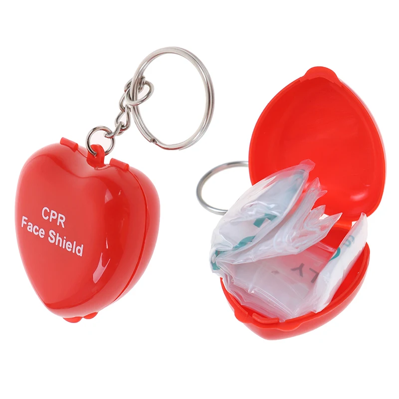 

Mini Protect CPR Emergency Mask Mouth KeyChain Rescue In Heart Box Face Mask First Aid