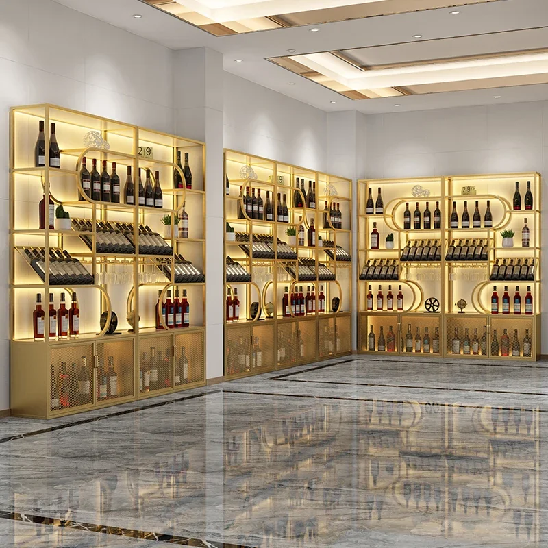 Барный шкаф винный роскошный стелаж для бутылок ресторанная мебель промышленный