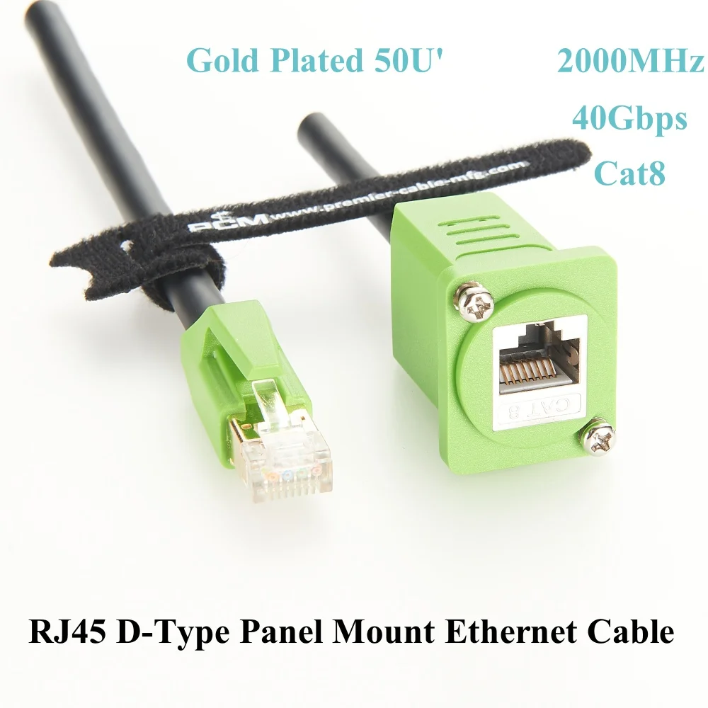 Фото Сетевой кабель Ethernet LAN CAT8, 40 Гбит/с RJ45 «папа-мама», экранированный удлинительный кабель D-типа с винтовым креплением на панели для маршрутизатора и модема №1
