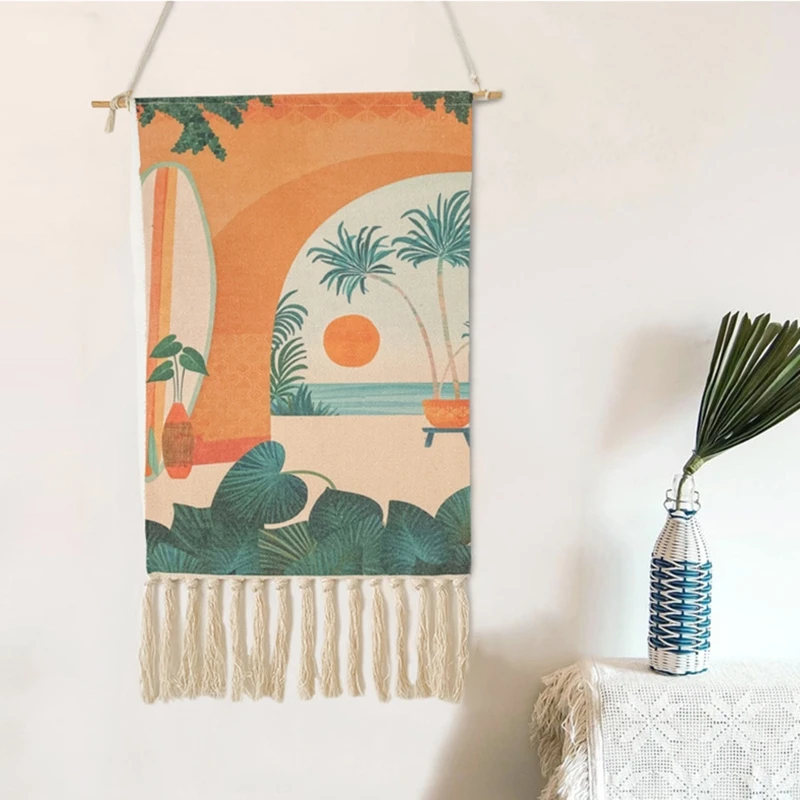 

Woven Cotton Linen Tassel Tapestry Wall Geometry Art Hanging Cloth Decor for Home Bedroom Living Room Aesthetic Decor