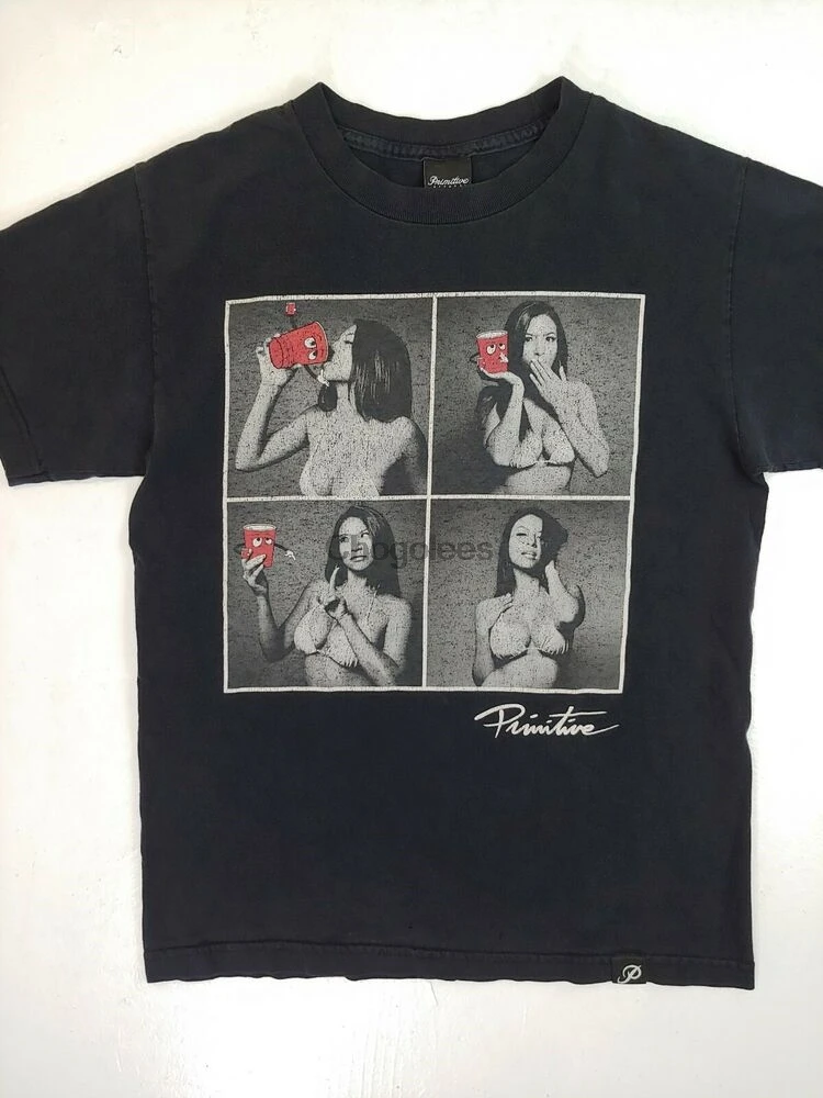 Примитивная футболка для скейтбординга маленькая VTG выцветающая треснувшая