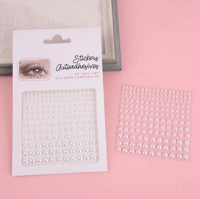 Самоклеящиеся украшения для лица с жемчугом 3/4/5/6 мм