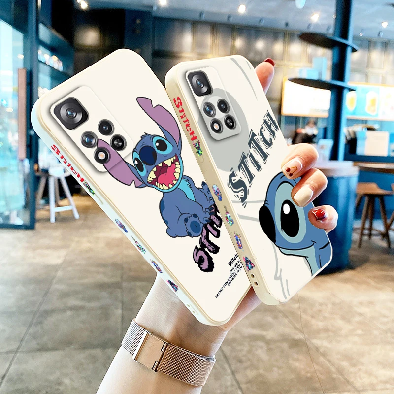 

Disney Lilo & Stitch Cute Hot Liquid Left Rope Cover Phone Case For Xiaomi Redmi Note 12 11 11S 11T 10S 10 9S 9T 9 Pro Plus 5G