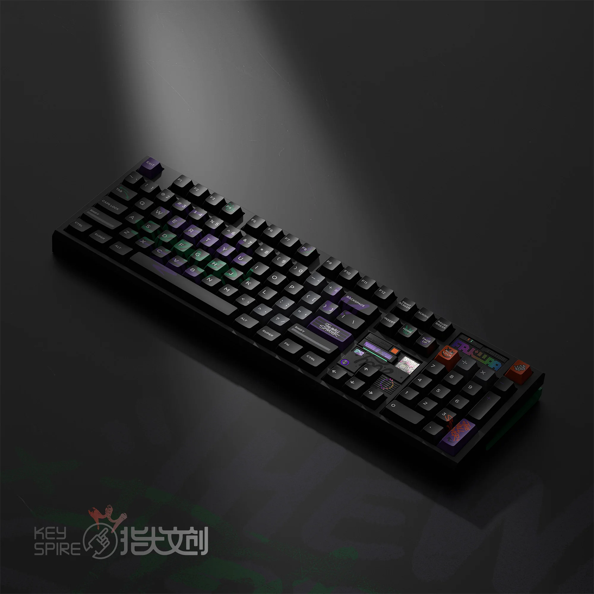 Фото Набор клавиш KeyTok Block X Dye Subbed PBT для клавиатур 87 TKL, 104 ANSI, EV63, Wooting 60 V2, EV63, матовый, с эффектом мягкого прикосновения, граффити-дизайн №2