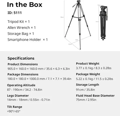 EACHSHOT Профессиональный штатив SmallRig AD-80S из углеродного волокна