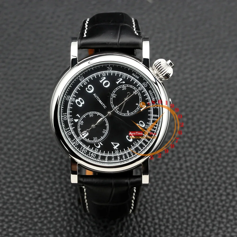

Avigation Quartz Chronograph Mens Watch Steel Case Black Dial Leather Strap Stopwatch Reloj Hombre Montre Homme 2023 Luxury