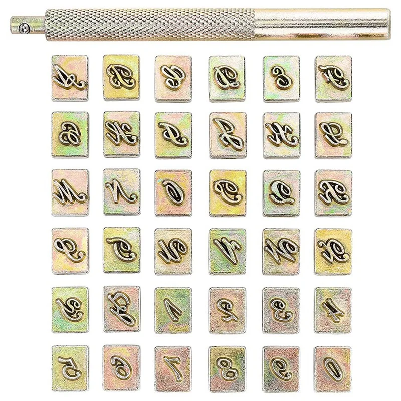 

37Pcs Leathercarft Stamping Tool Set, 6Mm Alphabet Letters And Numbers Stamps Leather Craft Stamping Tools With Box