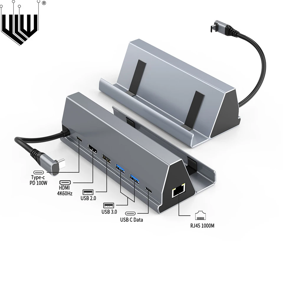 

Док-станция 7 в 1, совместимая с HDMI, 4K, 60 Гц, RJ45, USB 3,0