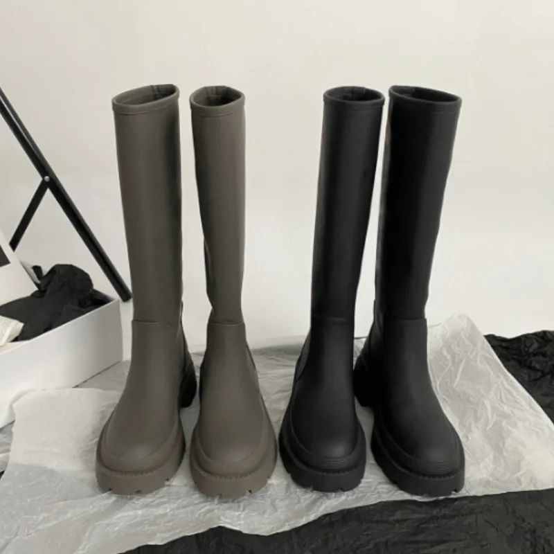 Designer Knee High Boots Casual Women's Shoes 2023 Winter New Middle Heel Goth Chelsea Boots Gladiator Thick Fashionable Boots
