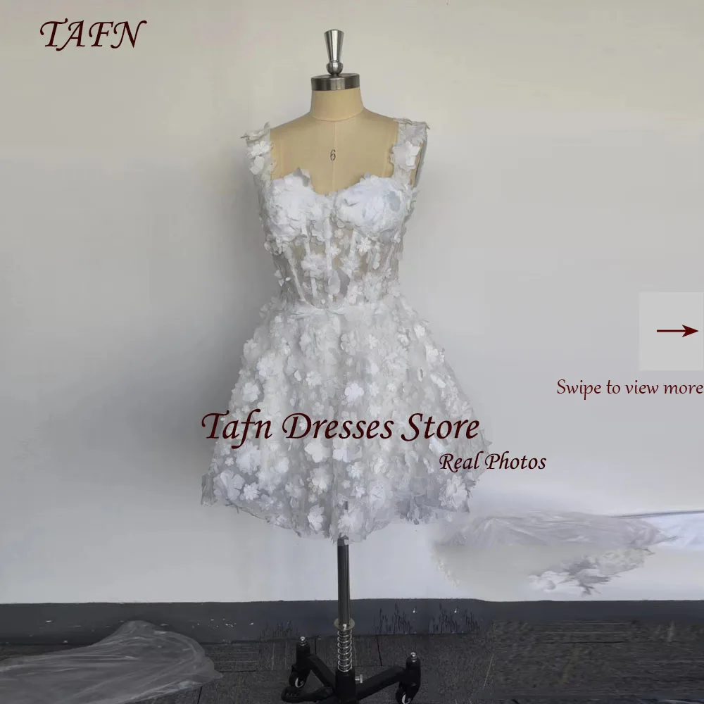 Реальные фотографии TAFN Короткие свадебные платья на бретельках без рукавов
