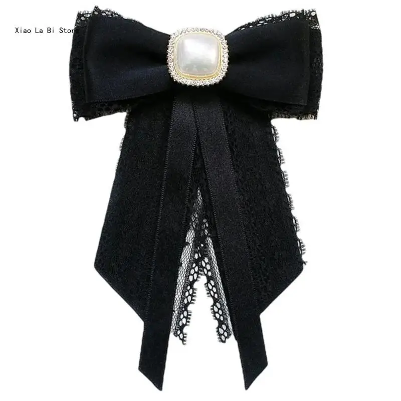 Элегантный галстук-бабочка с кружевной лентой для девочек брошь на булавке