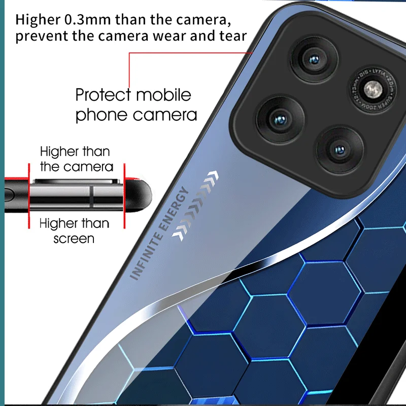 Фото Чехол из закаленного стекла для Motorola Moto G17 G57, защитный чехол с градиентным цветным узором, задняя крышка, чехол-накладка №5