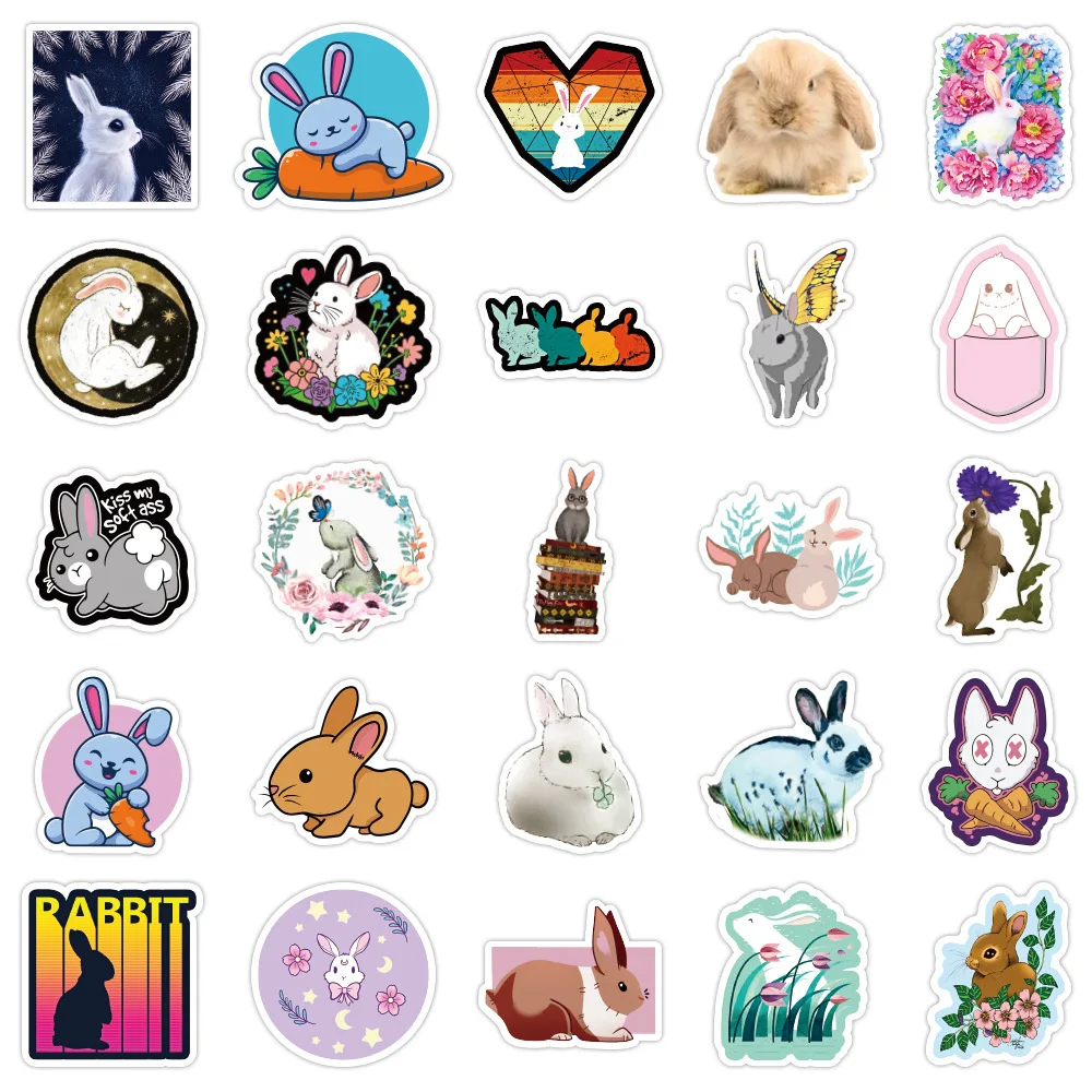 

50pcs Cute Bunny Sticker Kawaii Stationery Rabbit Stickers Diary Planner Journal Decorative Scrapbooking DIY Craft Stickers