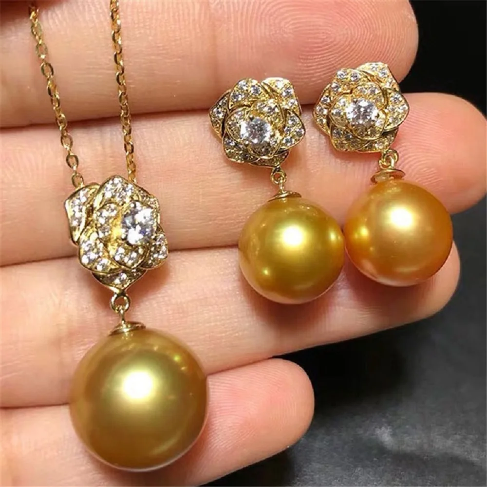 Идеальный жемчуг 18-каратное позолоченное медь подвеска в виде цветка камелии