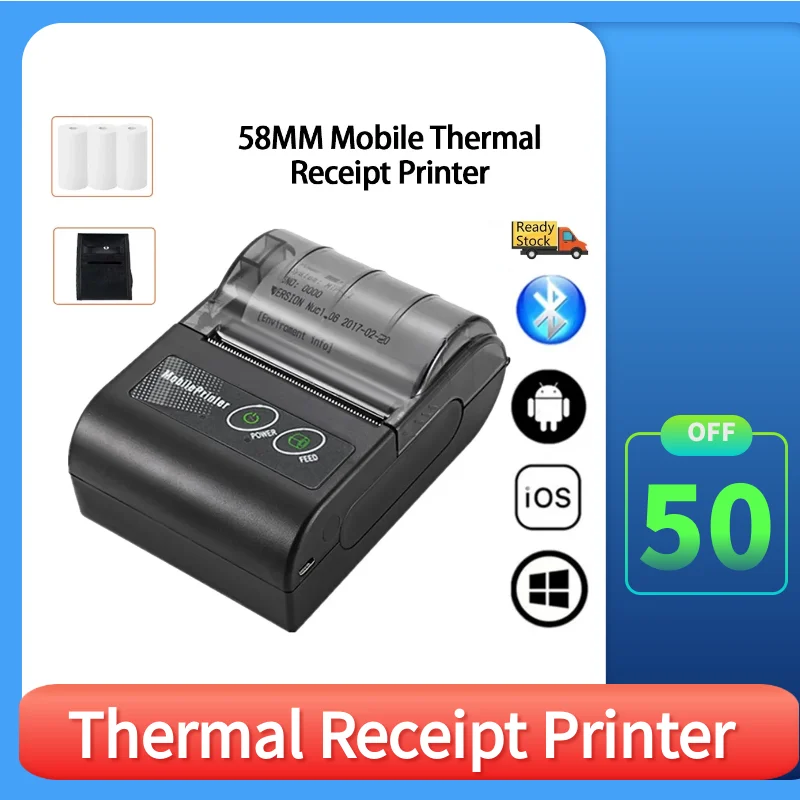 

Mini Portable Printer Thermal Wireless Receipt 58mm Bluetooth Mobile Printer Machine For Small Business Printers For Computers
