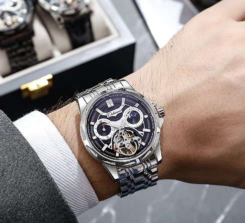 Полностью автоматические механические наручные часы многофункциональный