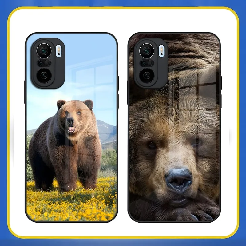 

Russian Brown Bear Phone Case Tempered Glass For Xiaomi 10 10T 11i 11T Redmi Note 11 9T 9 8 9A 11S Pro Poco F3 Back Cover