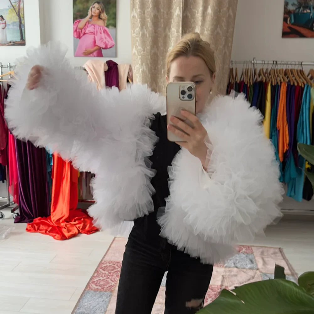 Классическая многоярусная Тюлевая укороченная куртка пушистая повседневная