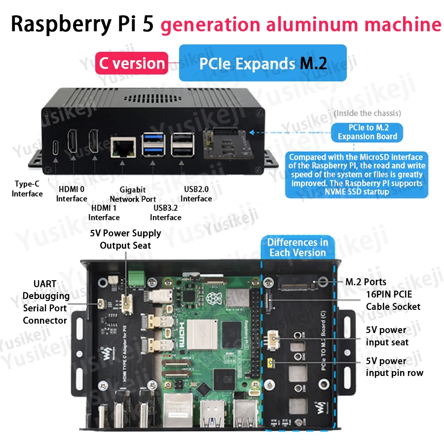Raspberry Pi 5 case aluminum alloy shell all-in-one machine with ...