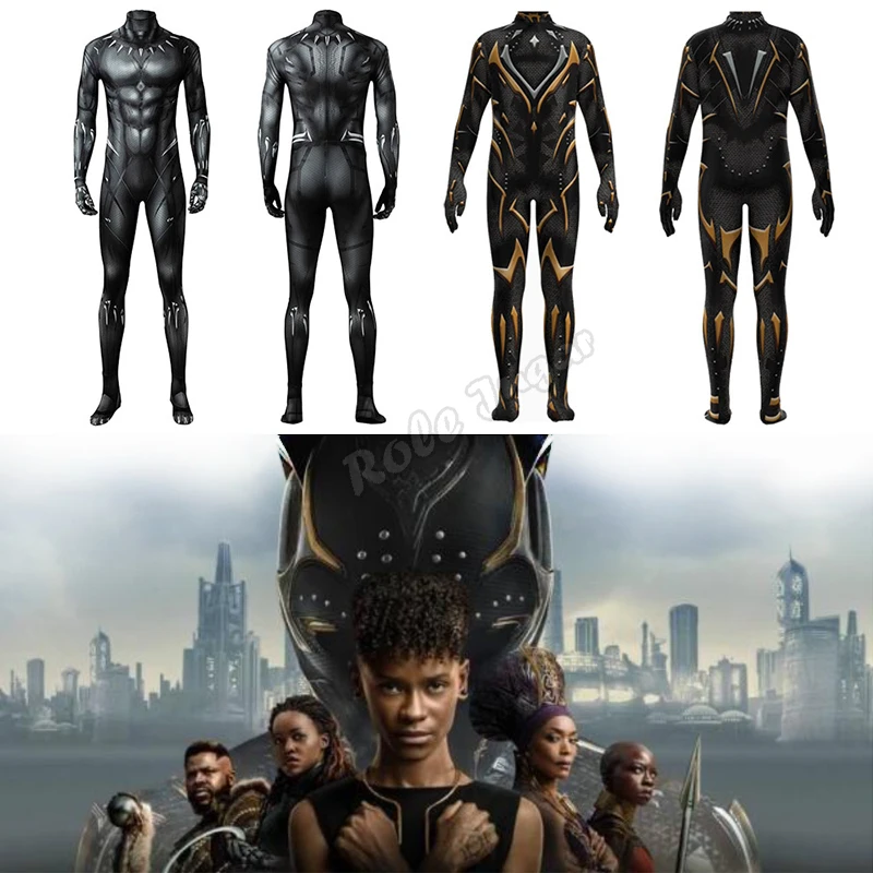 Wakanda Forever Black Panther Superhero Jumpsuit Bodysuit Women Men Kids Panther 2 Shuri Costume Zentai Party Carnival.