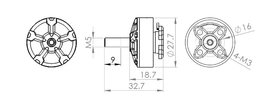 Бесщеточный двигатель серии DYS Samguk Wu2206 1750KV/2400KV 2700KV CW 3-4s 16x16 мм Монтажное отверстие