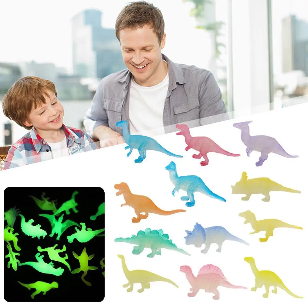 

12 Pcs Mini Luminous Dinosaurs Glow In The Dark Dino Dinosaurs Toys Baby Boys Cake Decorations Gift For Kids Novelty Model