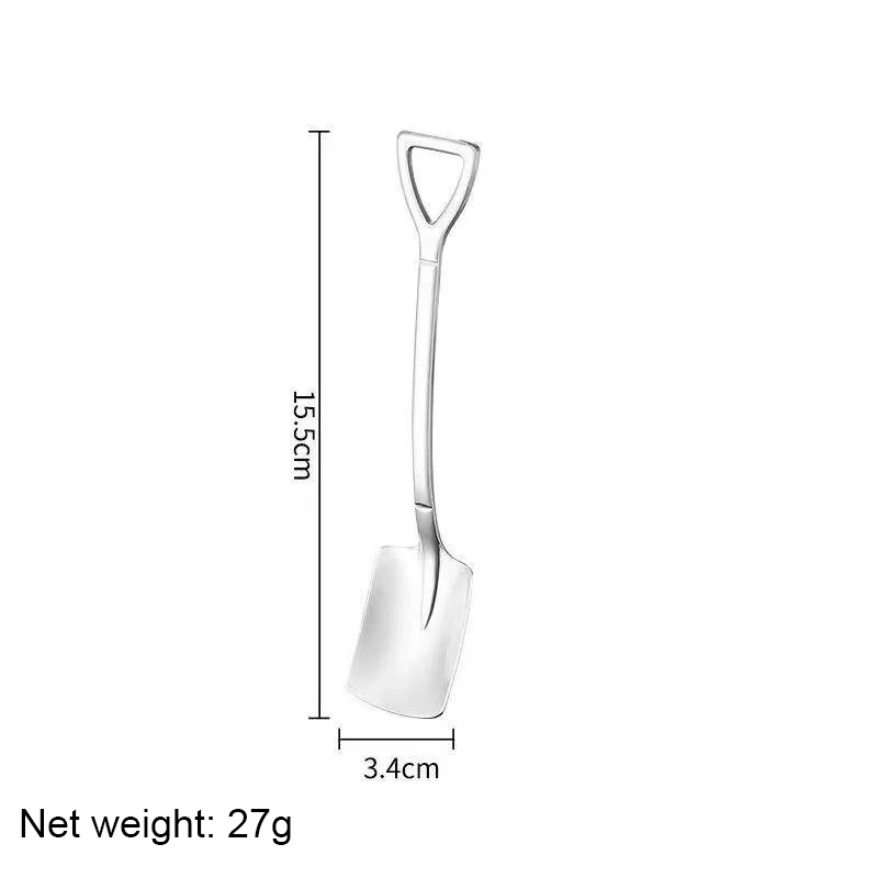 

4PCS Shovel Spoons Stainless Steel TeaSpoons Creative Coffee Spoon For Ice cream Dessert Tableware Scoop Cutlery set