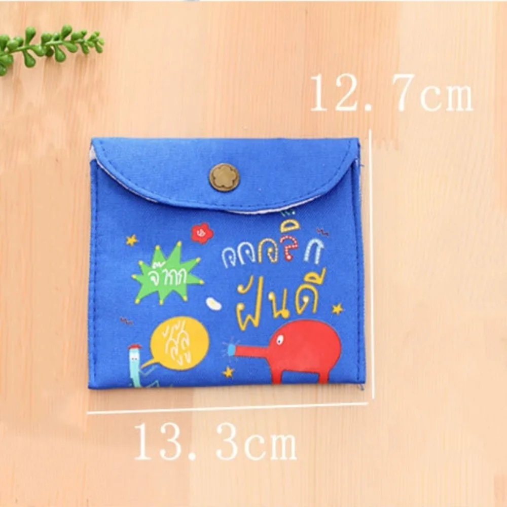 Cartoon Girls Diaper Sanitary Napkin Storage Bag Canvas Sanitary Pads Bags Coin Purse Jewelry Organizer Credit Card Pouch Case images - 6