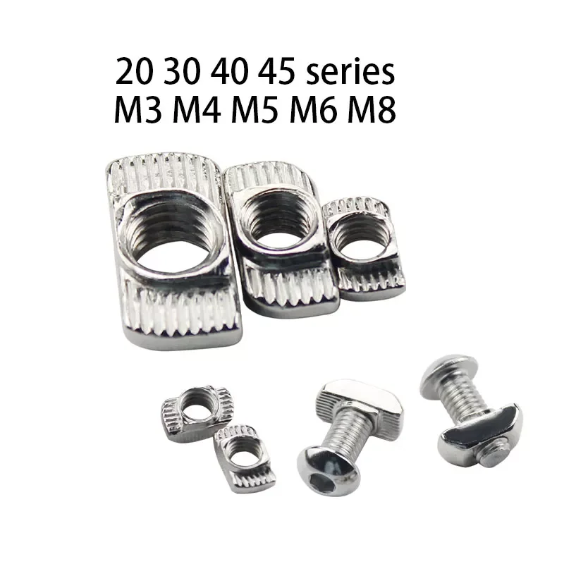 

M3 M4 M5 M6 M8 Aluminum Profile T Nut Hammer Head Sliding Slide Nut Carbon Steel T Slot Nut Fasteners EU
