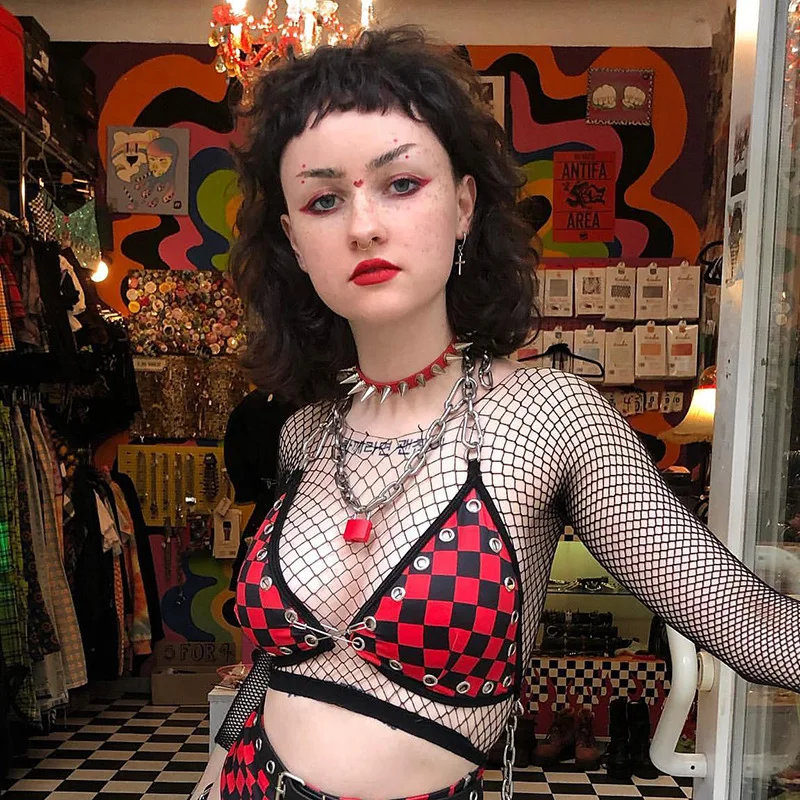 

Lingerie Bra New Metal Chain Sling Personality Corns Pin Buckle Design Hipster Vest Women Tops Clothing Jacket