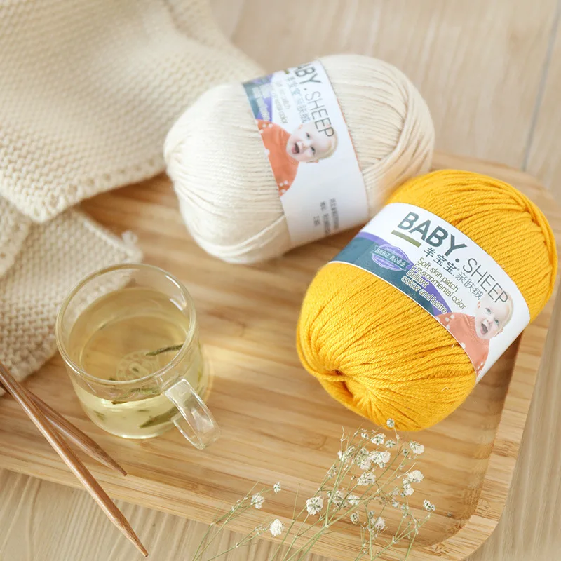 

50g/ball Baby Skin Friendly Wool 6 Strand Soft Coarse Cotton Yarn Children Hand Woven Knitting Yarn Doll Sweater Material Bag
