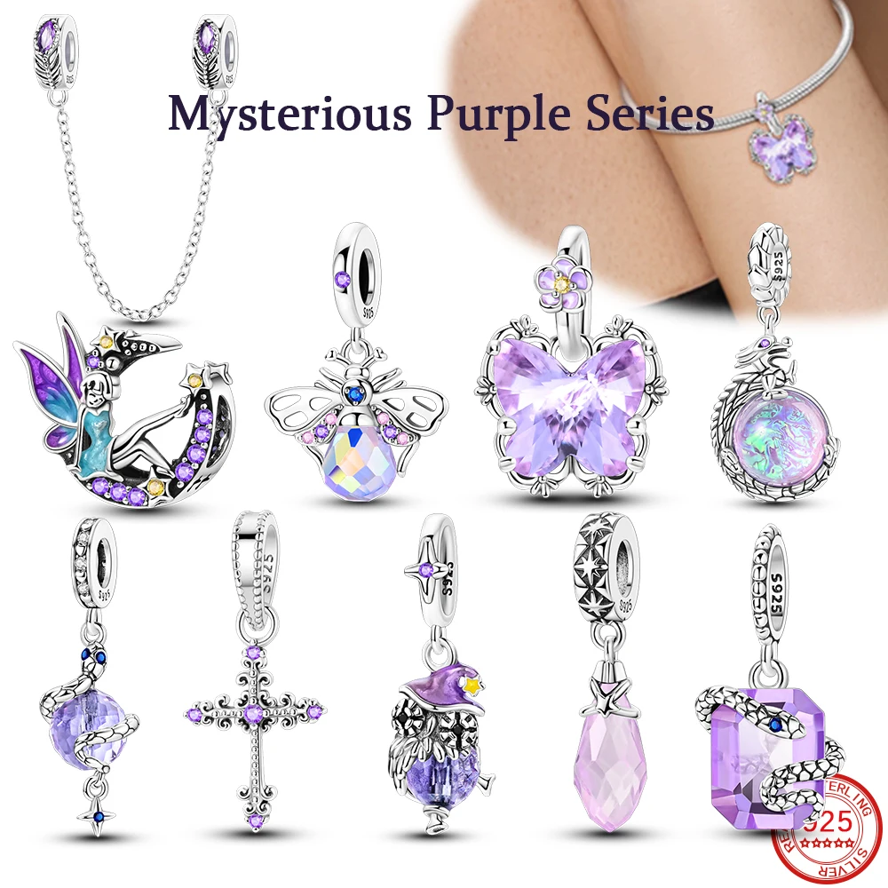 Симпатичная подвеска из стерлингового серебра 925 пробы загадочная фиолетовая