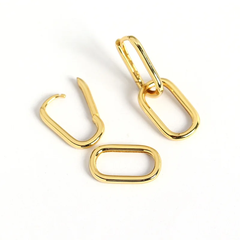 

Geometric Oval Hoop Earrings for Women Simple Metal Detachable Rectangle Link Drop Earrings Minimalist Jewelry
