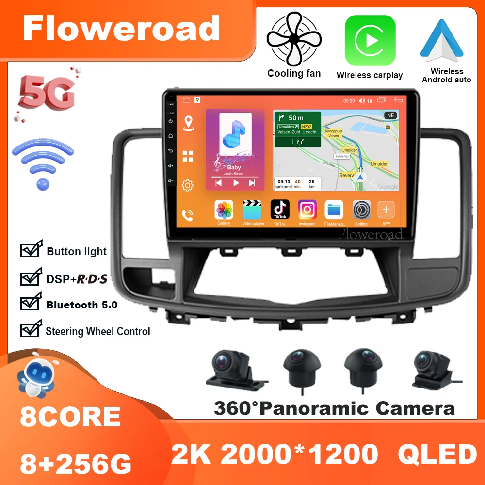 

9 Inch Android 13 For Nissan Teana J32 2008-2013 Radio Multimedia Video Player Navigation stereo GPS Carplay Auto BT5.0 5GWiFi