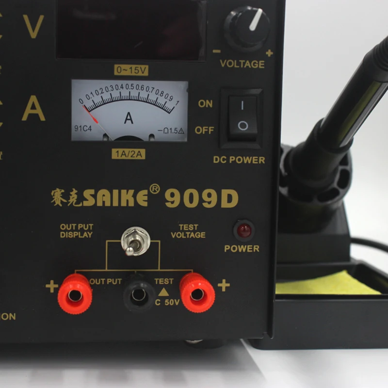 Saike 909D паяльник 220 В 110 фен-станция + источник питания постоянного тока 3в1