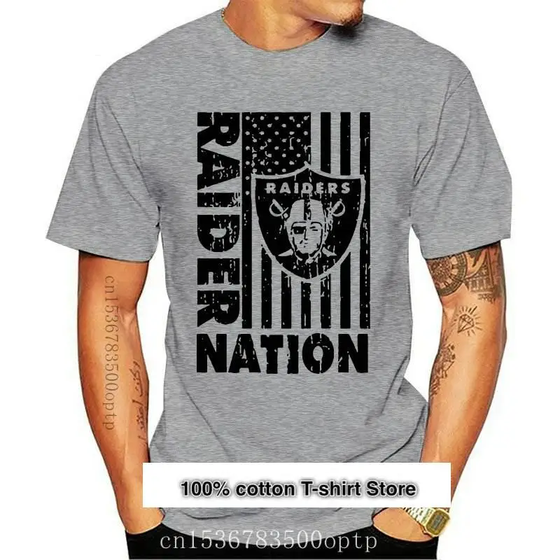 

Camiseta de manga corta para hombre, ropa de moda, Raider Nation Grey, 2021