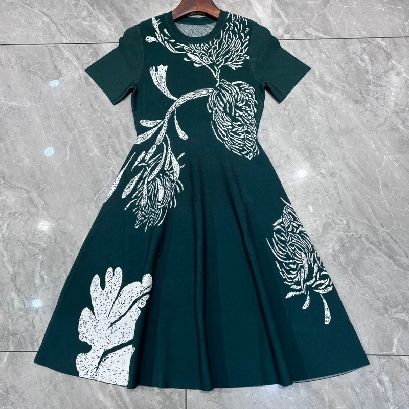10 9 темпераментное модное жаккардовое трикотажное платье с цветочным узором