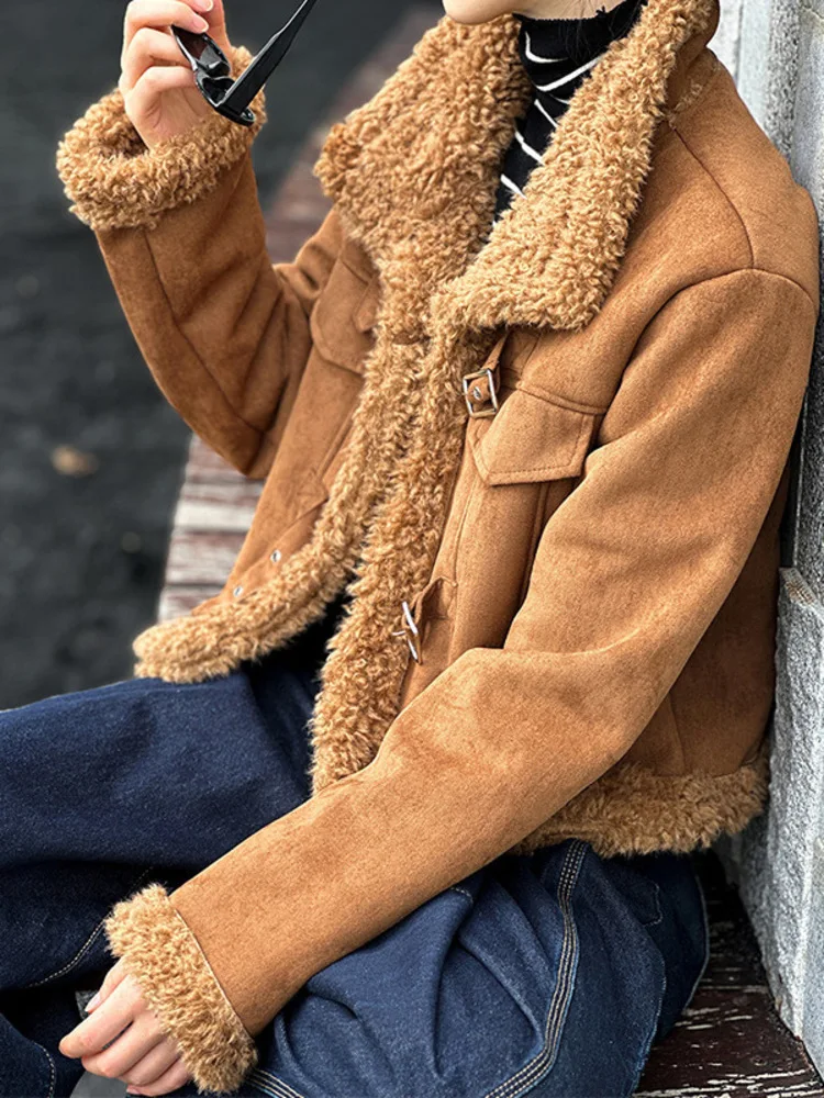 UCXQ винтажное женское пальто с уличным воротником-стойкой уникальная