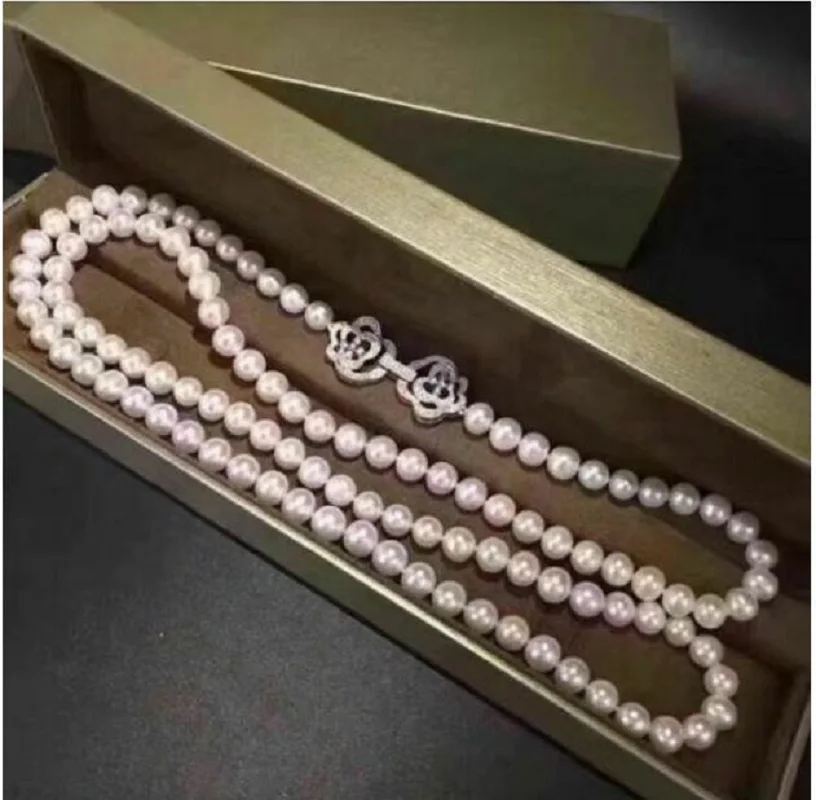 

Elegant AAA Japan Akoya 8-9mm White Pearl Necklace 36 inches 925s