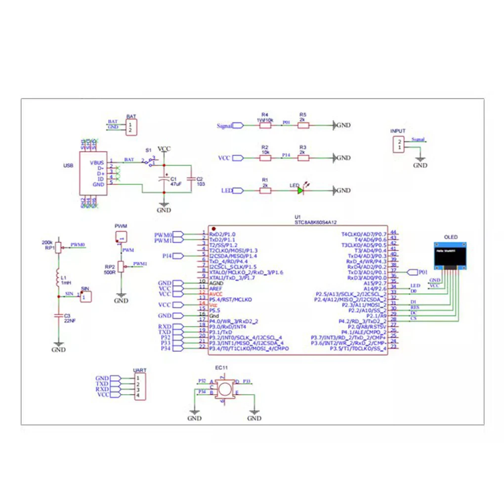 Комплект ЖК-осциллографа Mini DOS STC8K8A однокристальный микрокомпьютер электронное