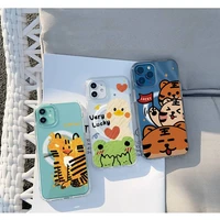 cartoon cute tiger phone case for iphone 13 12 11 mini pro max transparent super magnetic magsafe cover