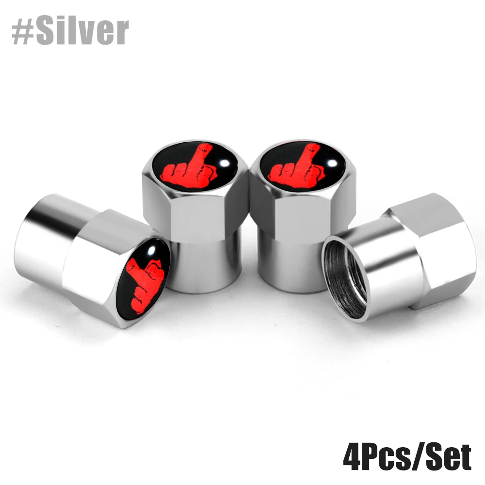 

DSYCAR 4 шт./компл. модные пылезащитные колпачки для клапанов шин, логотип среднего пальца, алюминиевый сплав/медь для автомобиля VW Audi Toyota Honda BMW Benz
